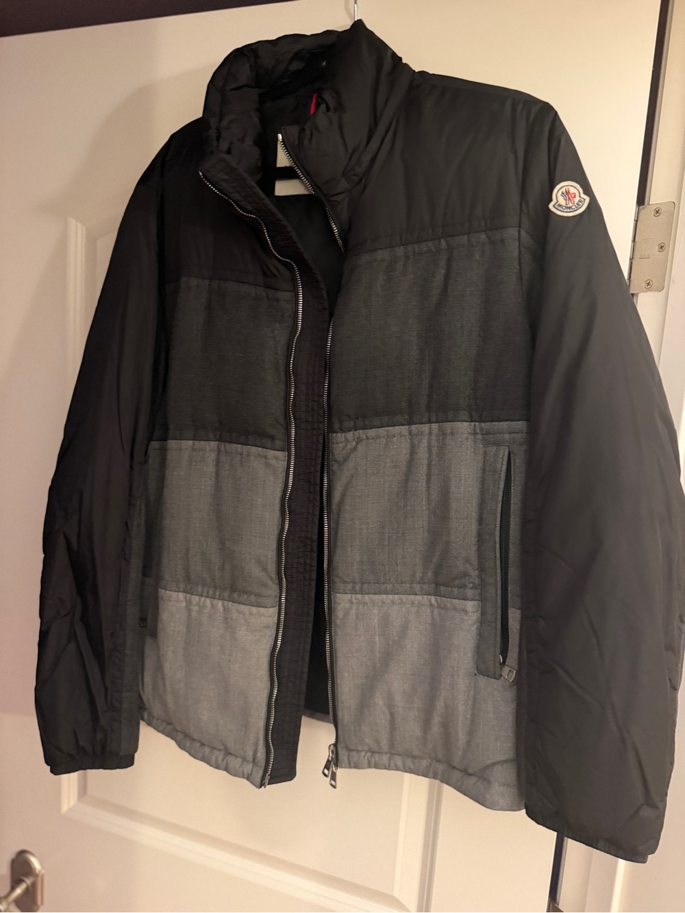Moncler Men's Black and Gray Quilted Jacket